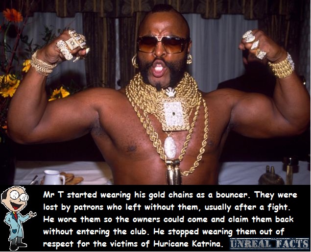 why does mr t wear gold chains